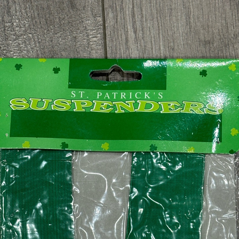 Vintage St. Patrick's Day Party Adult Suspenders Kelly Green Novelty New - Picture 3 of 4